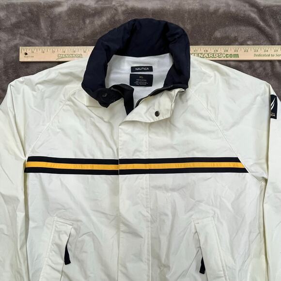 Vintage 90s Nautica Mens XL Sailing Windbreaker Raincoat NS-83 Hooded White - Picture 7 of 15
